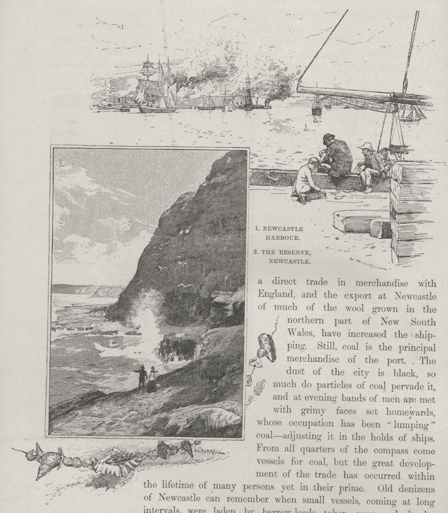 Newcastle Harbour; The Reserve, Newcastle. The Hunter Valley. Australia 1890